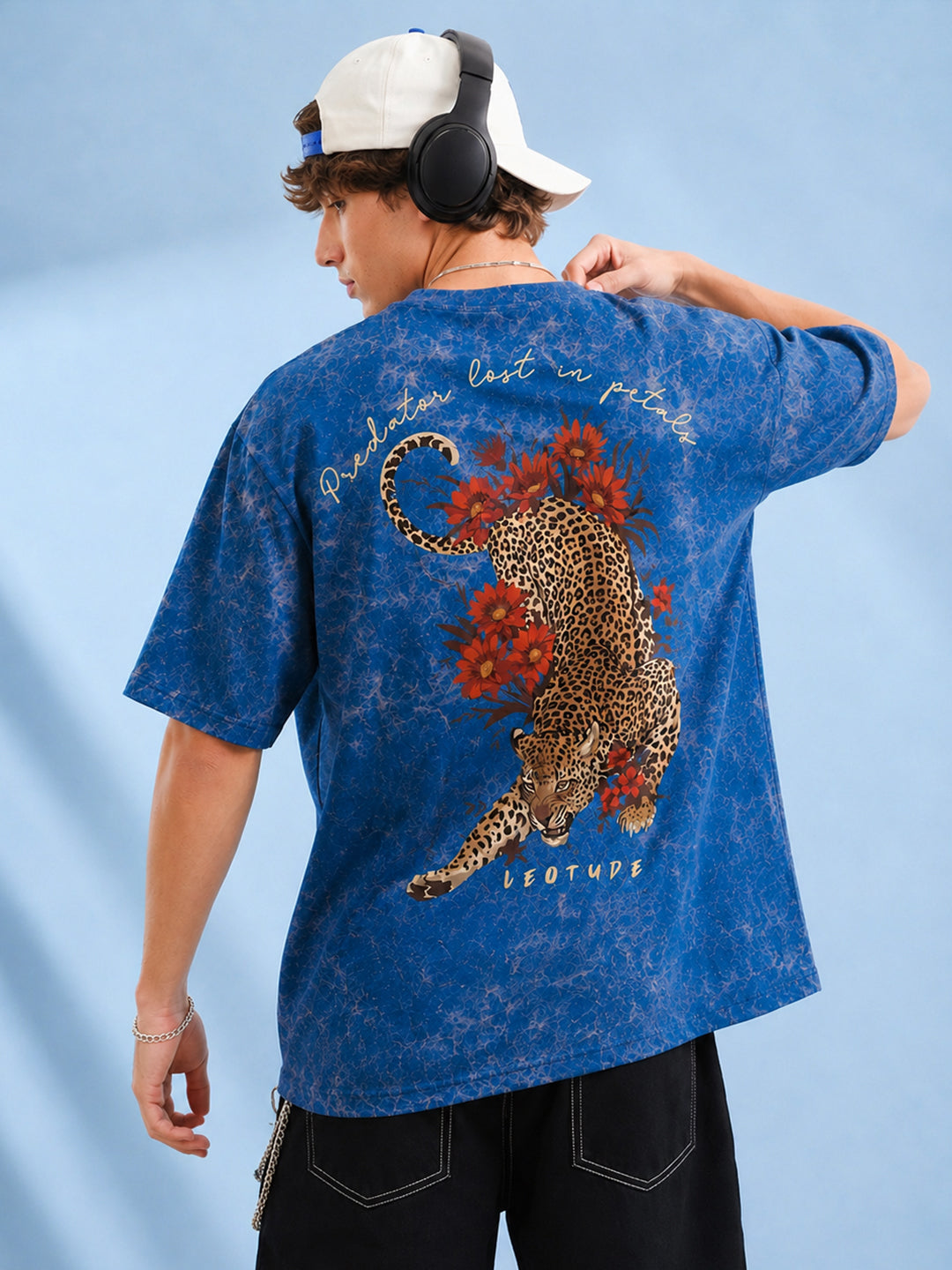 Leotude Men's Blue PREDATOR Printed T-Shirt