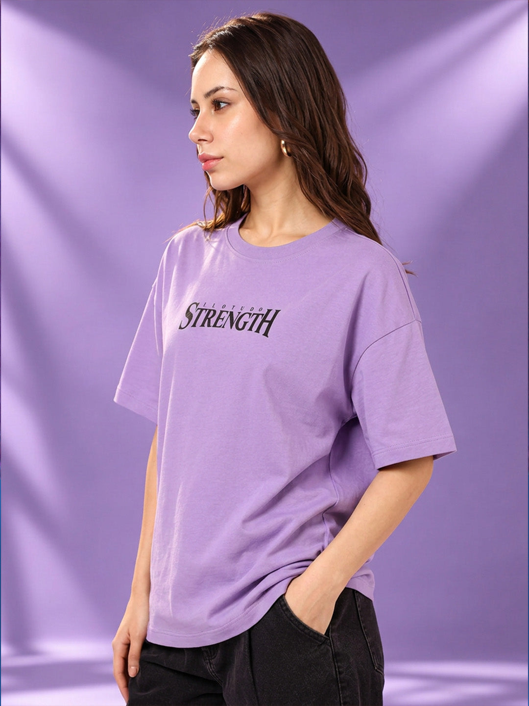 Leotude Women "Limitless Strength" Purple Oversized T-Shirt