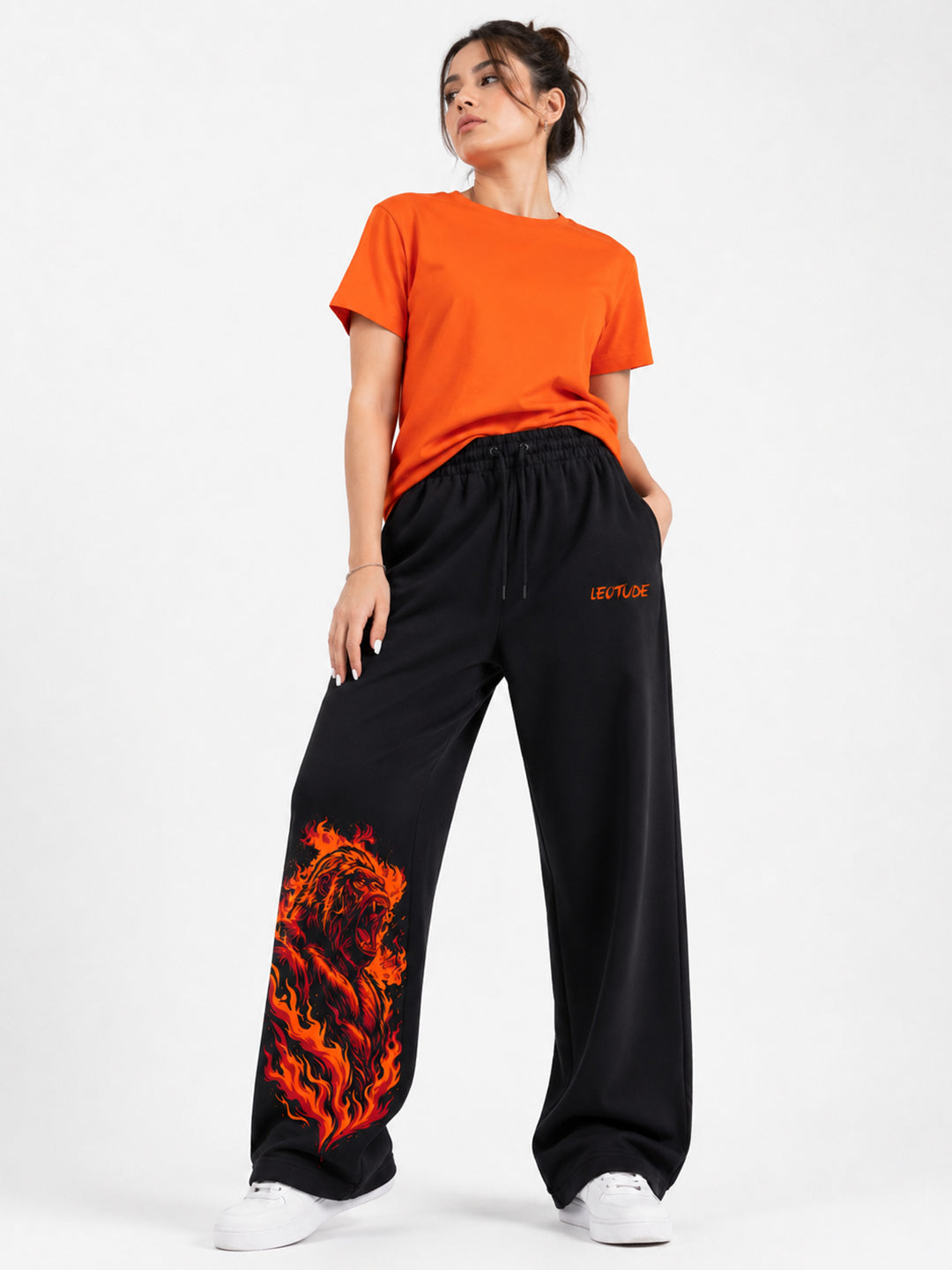 Leotude Women's Black Blaze Ape Premium Trackpants