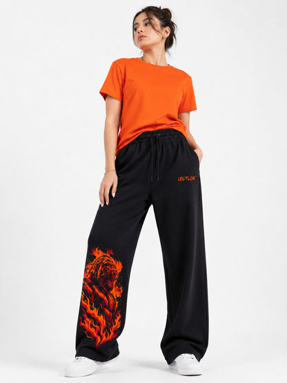 Leotude Women's Black Blaze Ape Premium Trackpants