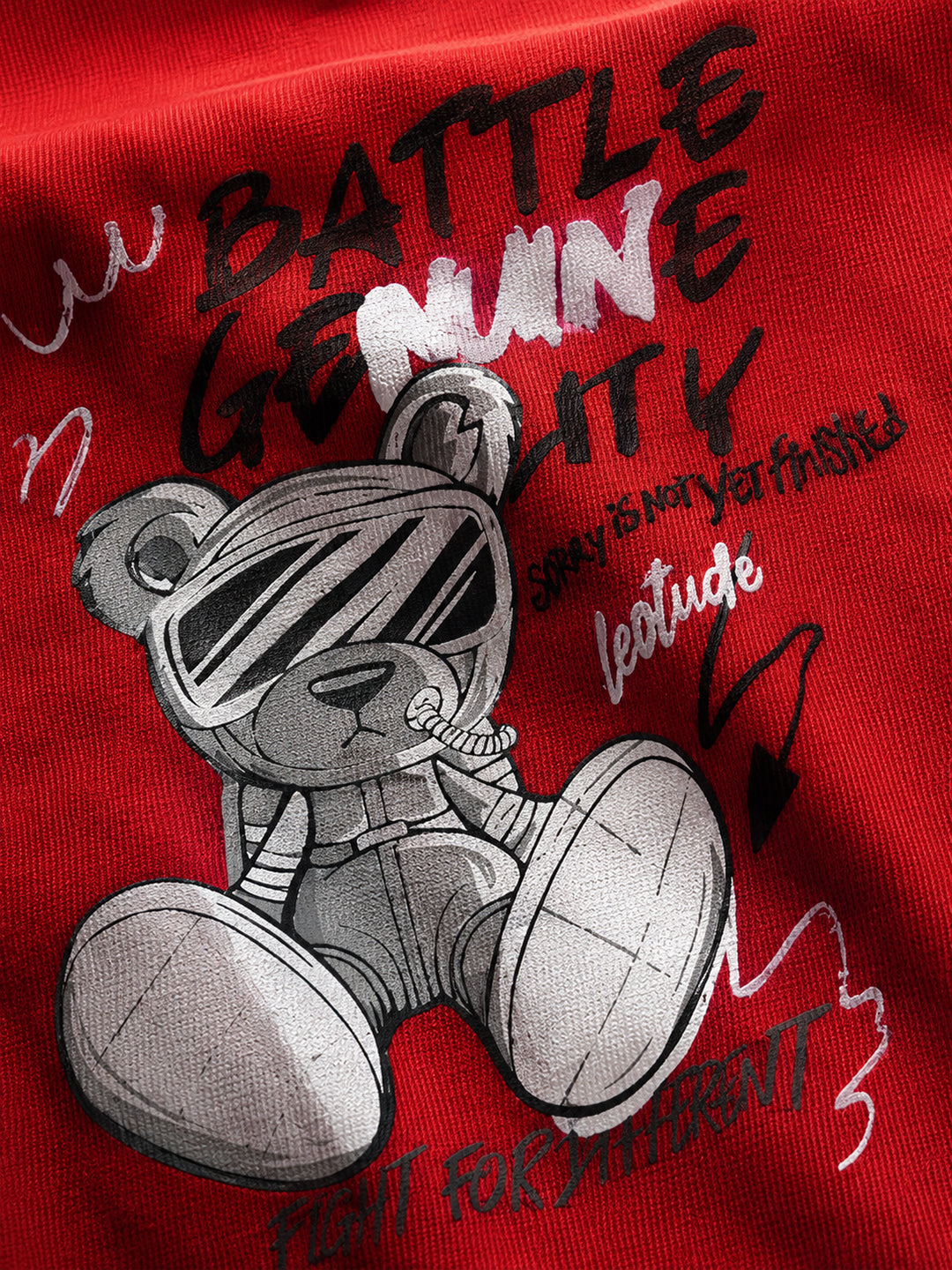 Leotude Men "Battle Genuine" Red Oversized T-Shirt