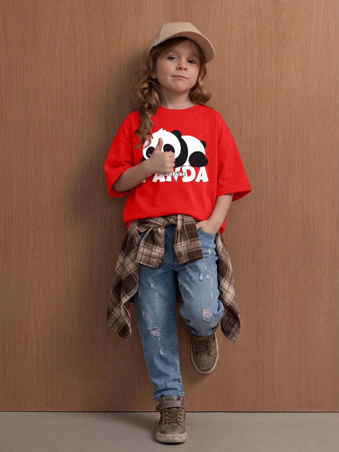 Leotude Girls' Red Panda Printed T-Shirt