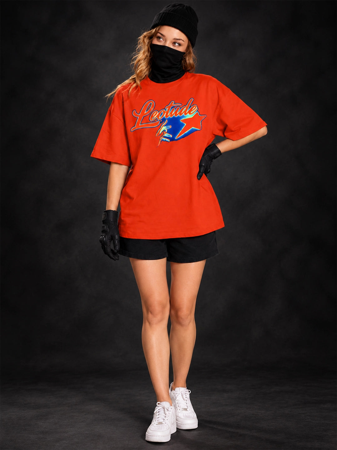 Leotude Women's Orange Signature Logo Elite T-Shirt