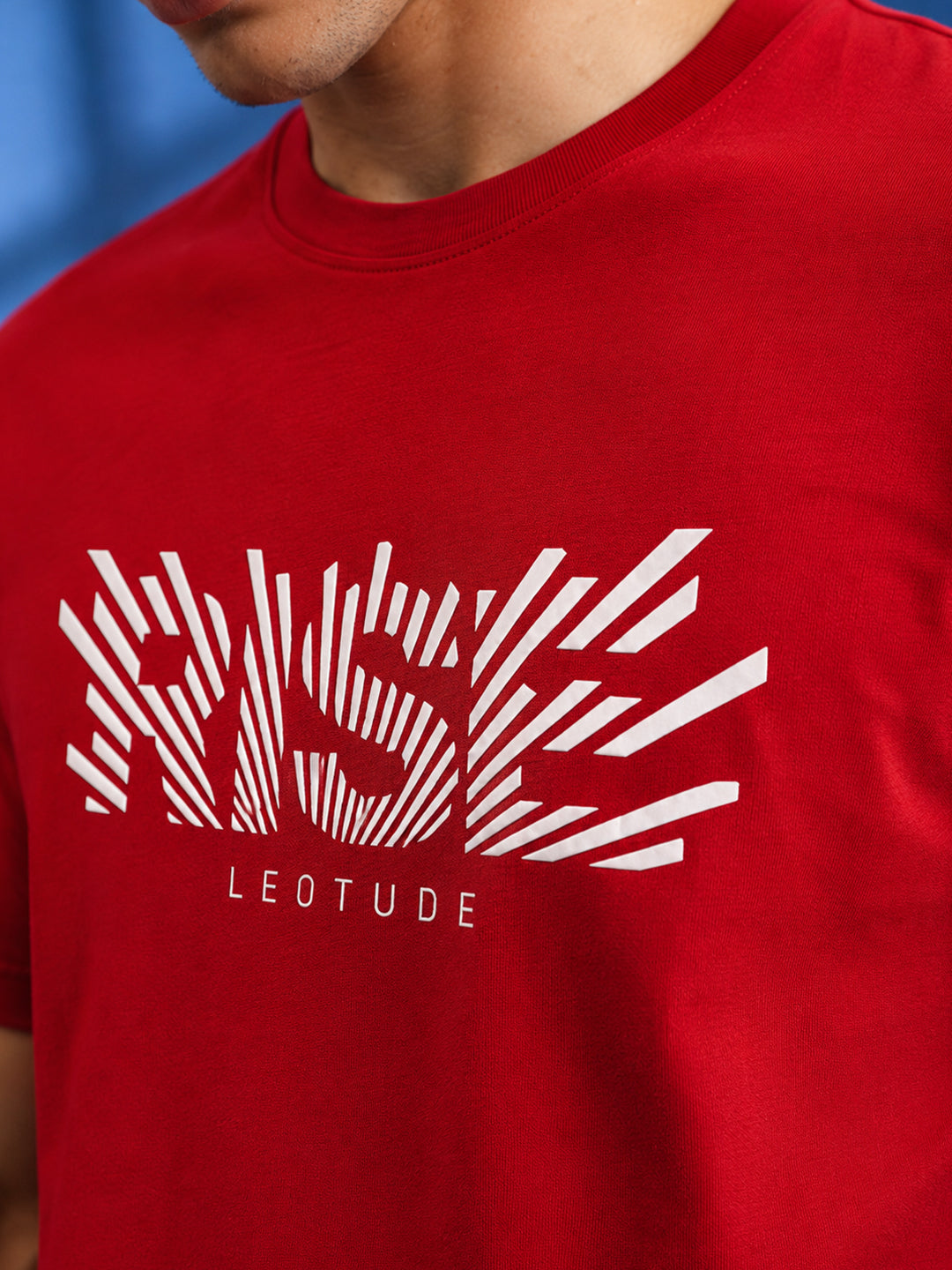 Leotude Men's Red Rise Printed T-Shirt