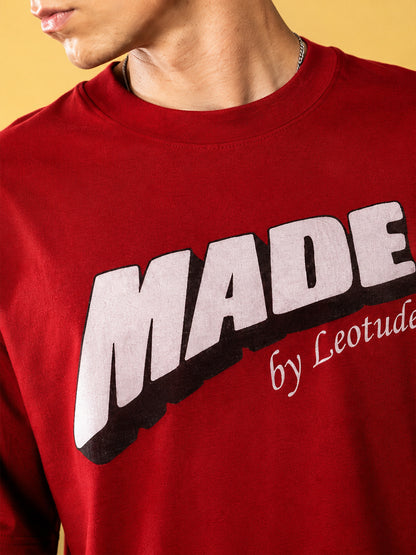 Leotude Men "Made" Red Oversized T-Shirt