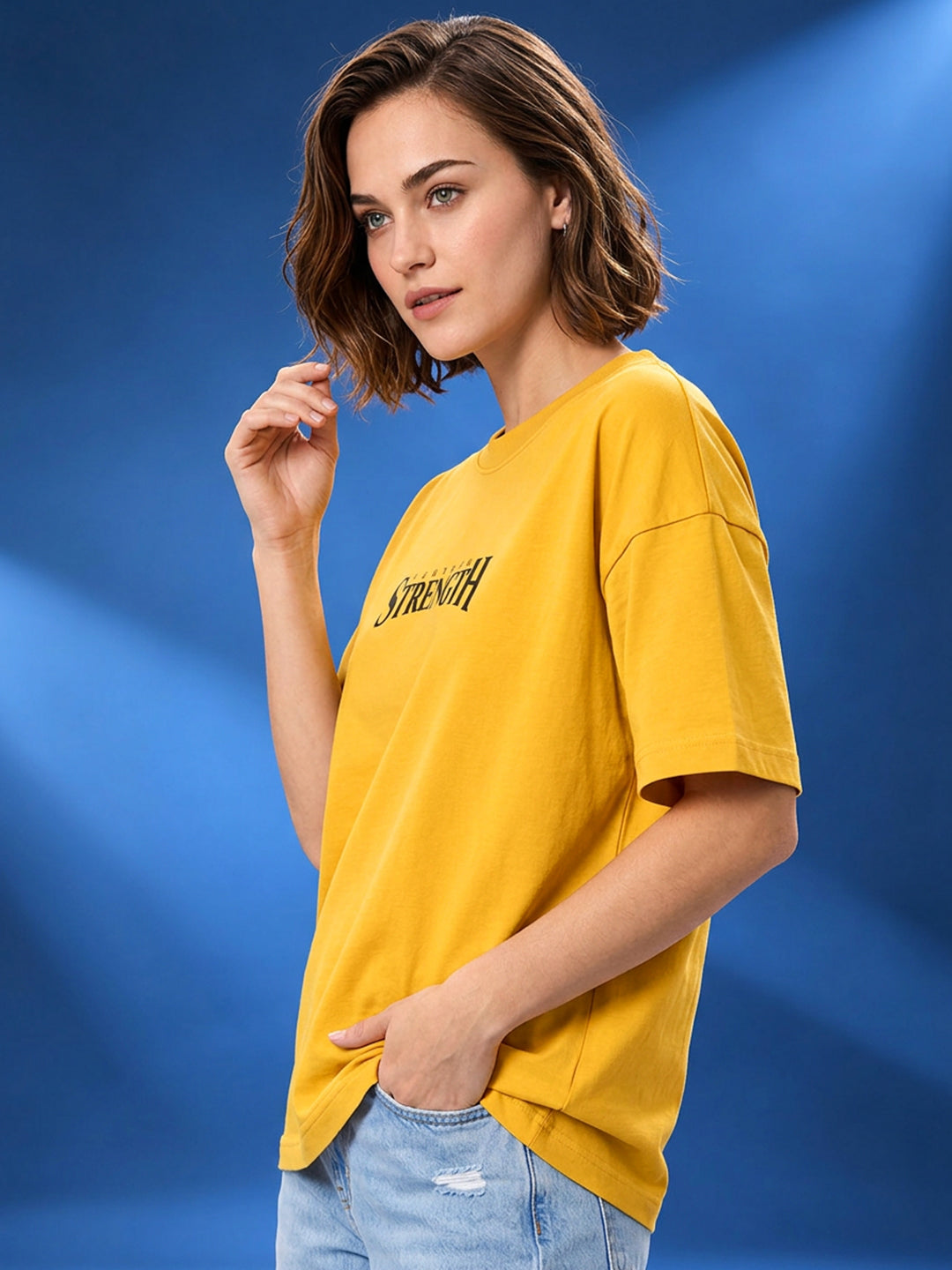 Leotude Women "Limitless Strength" Yellow Oversized T-Shirt