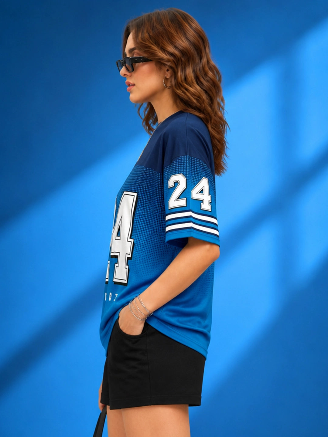 Leotude Women's Blue 24 Printed T-Shirt