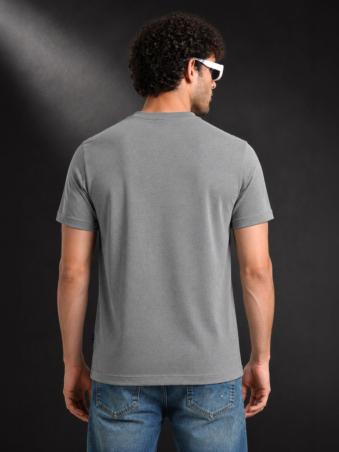 Leotude Grey Beast Mode Printed Regular Fit Tshirt for Men