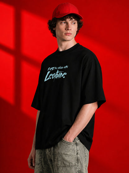 Leotude Black Faces Printed Oversized Tshirt for Men