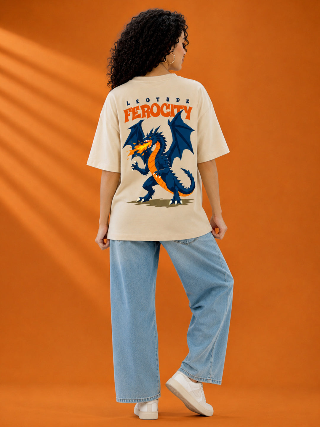 Leotude Women's Beige Ferocity Dragon Premium T-Shirt