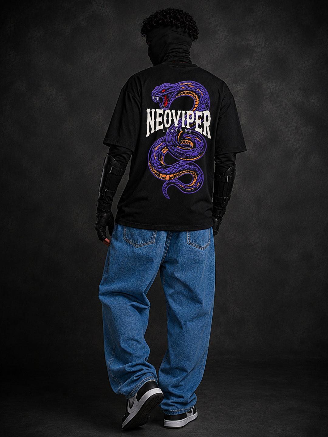 Leotude Men's Black Neoviper Premium Puff Print T-Shirt