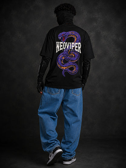 Leotude Men's Black Neoviper Premium Puff Print T-Shirt