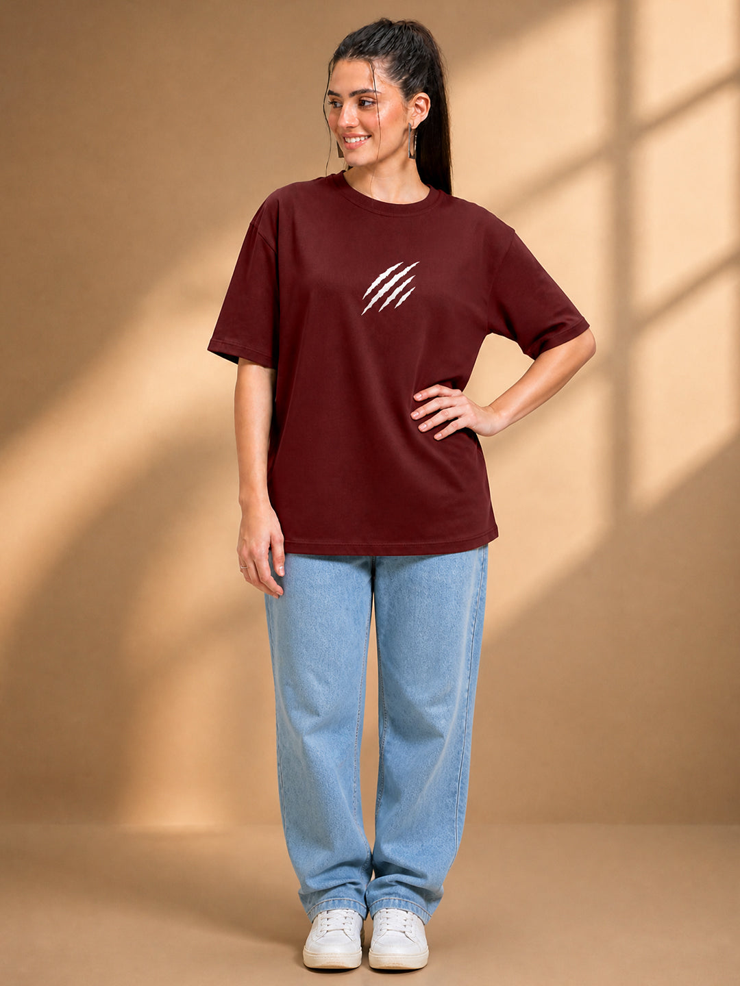 Leotude Women's Brown Claw Mark Premium T-Shirt