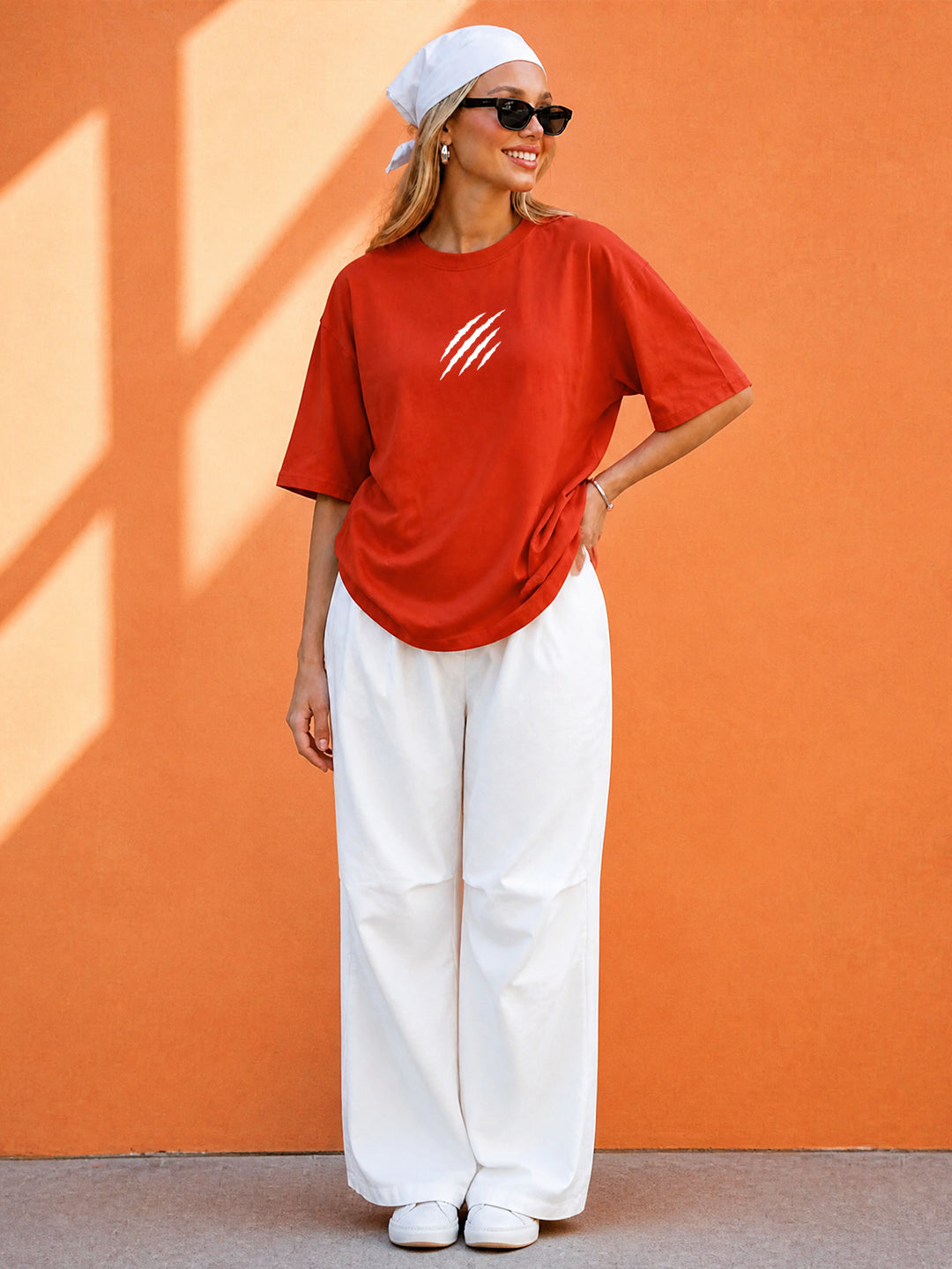 Leotude Women's Orange Claw Mark Premium T-Shirt
