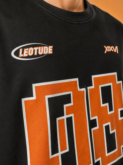 Leotude Black 08 Printed Oversized Tshirt for Men