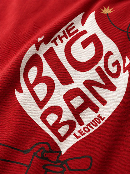Leotude Men "The Big Bang" Red Oversized T-Shirt