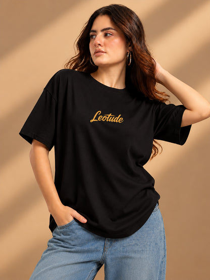Leotude Women's Black Rodeo Rider T-Shirt