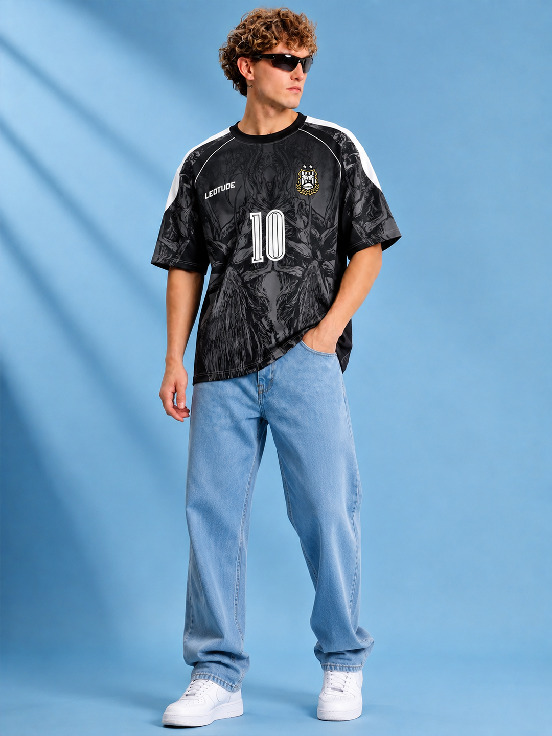 Leotude Men's Black Dark Beast Soccer Jersey Sport ( ) Printed T-Shirt
