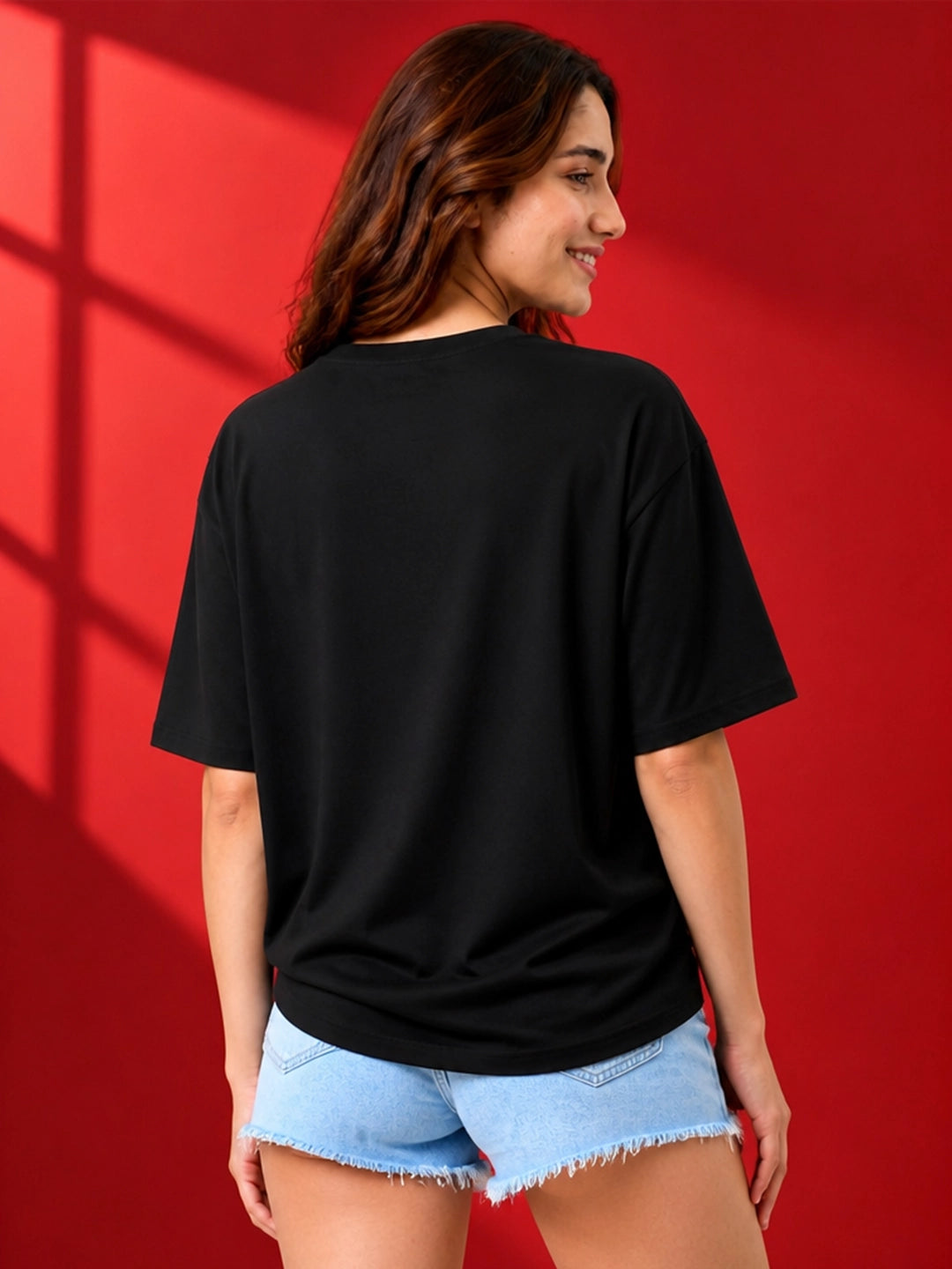 Leotude Black Chaos Printed Oversized Tshirt for Women