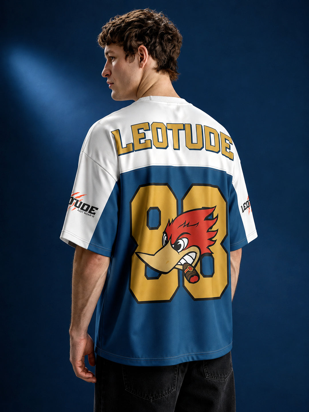 Leotude Men's White Woodpecker 88 Printed T-Shirt