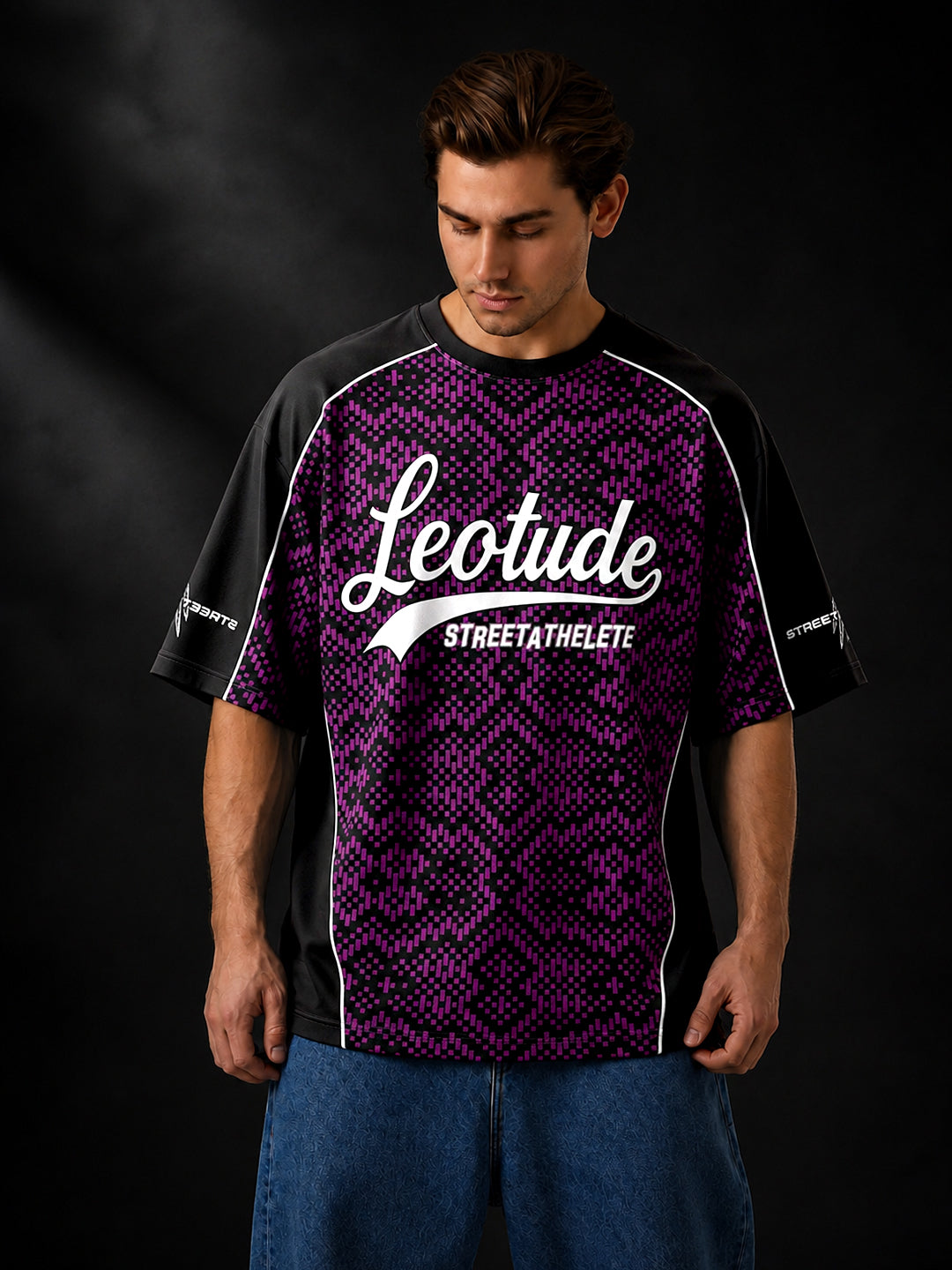 Leotude Men's Purple Street Athlete Printed T-Shirt
