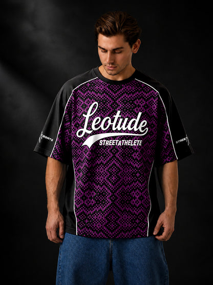 Leotude Men's Purple Street Athlete Printed T-Shirt