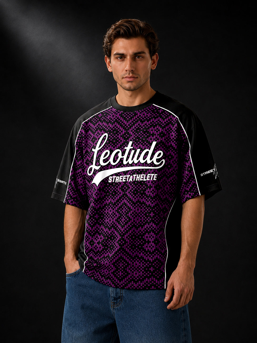 Leotude Men's Purple Street Athlete Printed T-Shirt