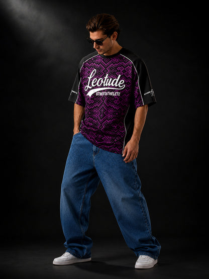 Leotude Men's Purple Street Athlete Printed T-Shirt