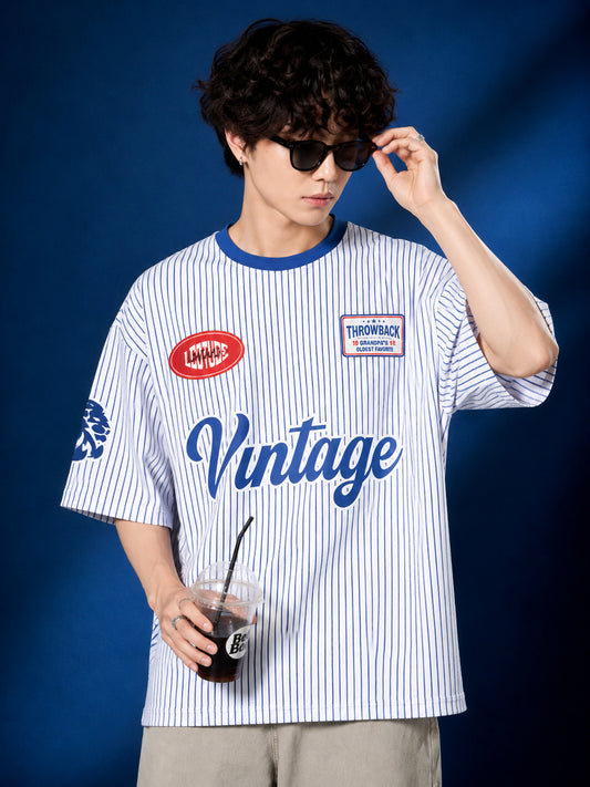 Leotude Men's White Vintage Printed T-Shirt