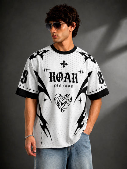 Leotude Men's White Roar Printed T-Shirt