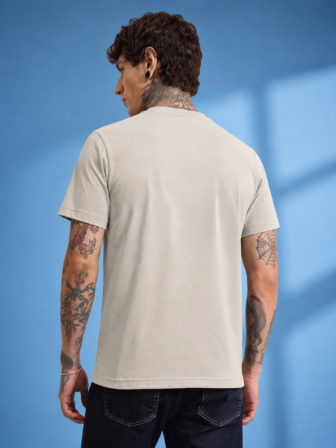 Leotude Men's Aluminium Grey Into The Wild Printed T-Shirt