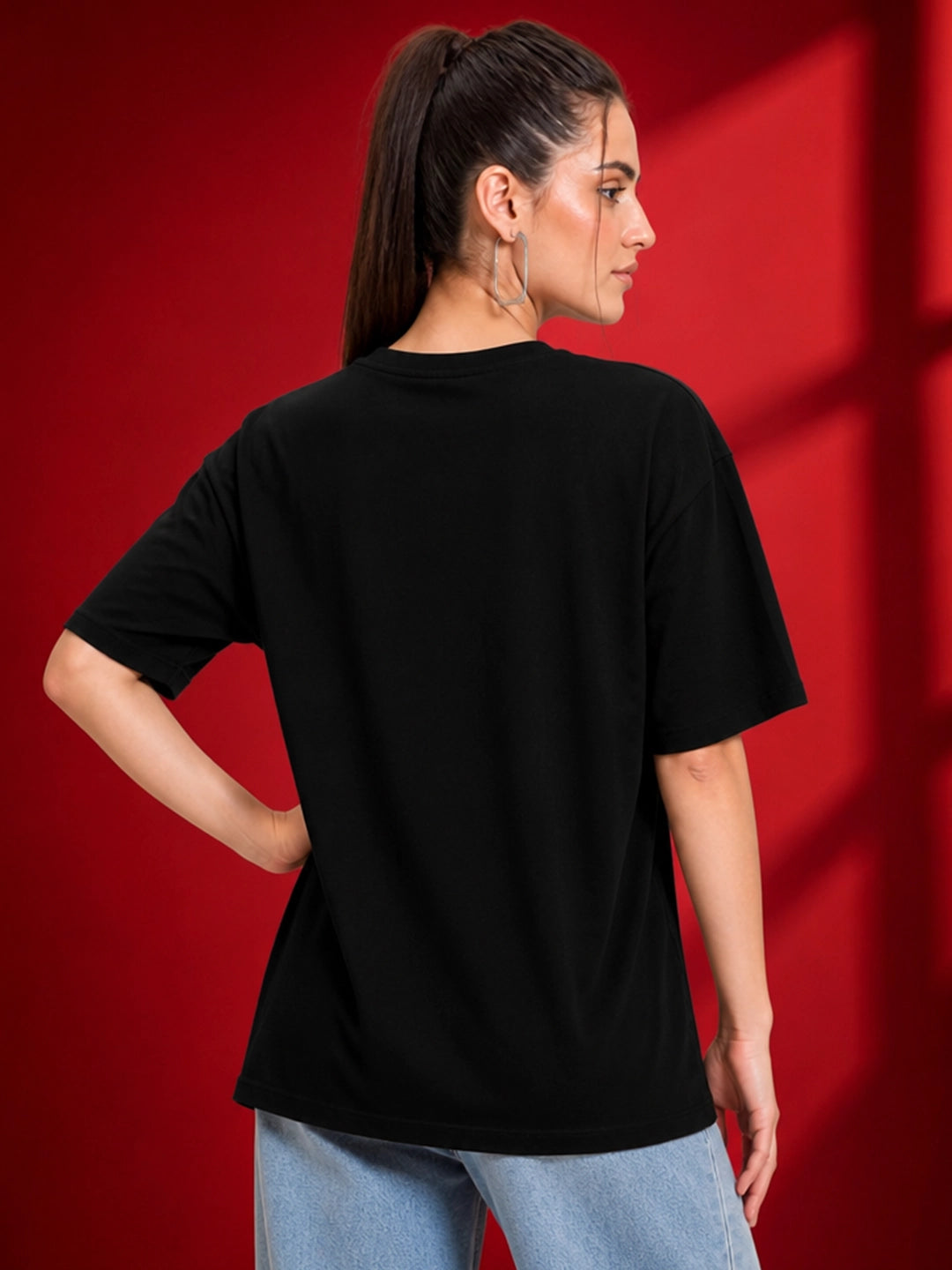 Leotude Black Mafia Printed Oversized Tshirt for Women