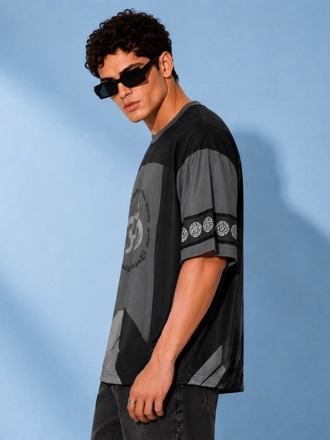 Leotude Men's Grey Premium Mahadev Printed T-Shirt