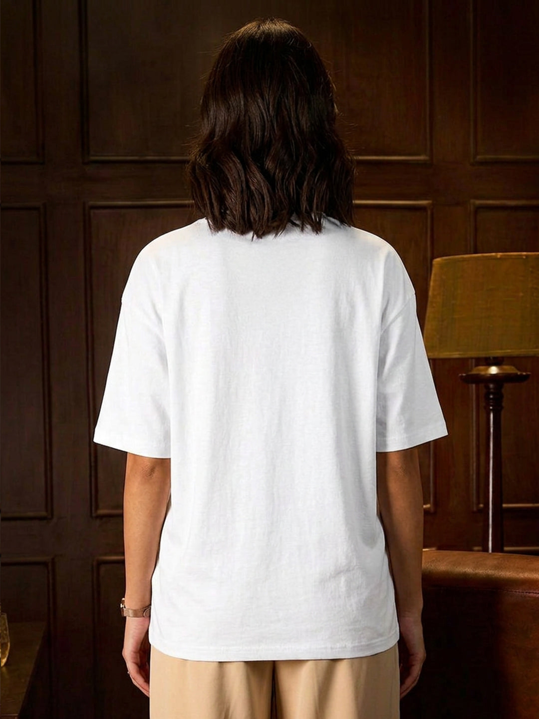 Leotude Women "Racing Stallions" White Oversized T-Shirt