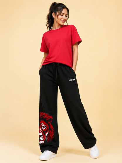 Leotude Women's Black Alpha Premium Trackpants