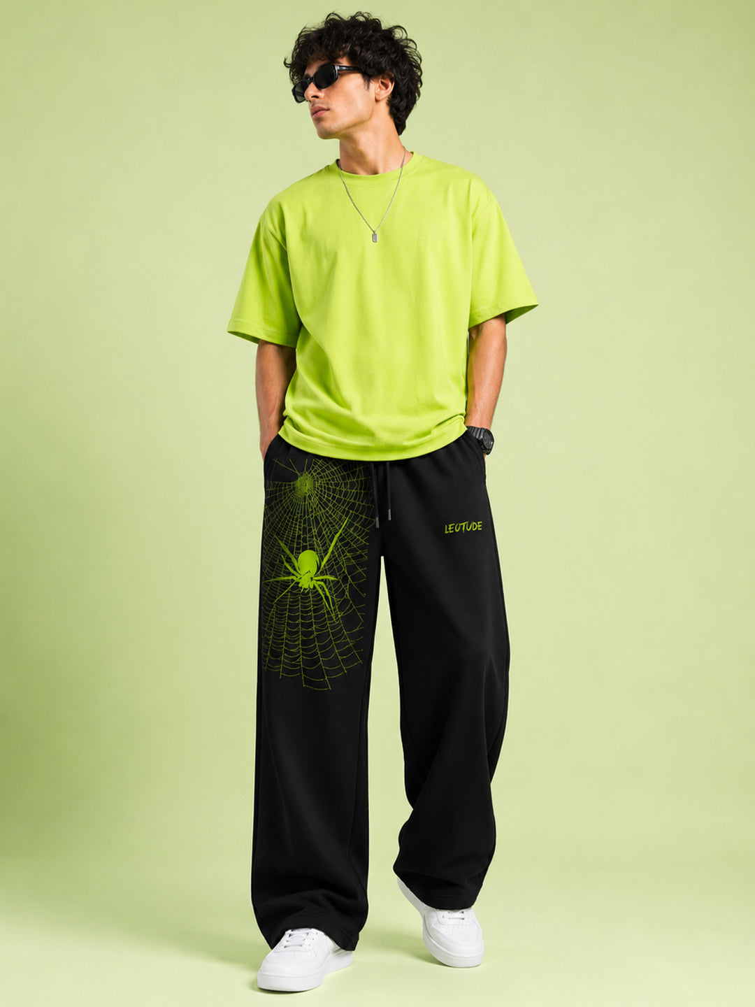 Leotude Men's Black Spider Premium Trackpants