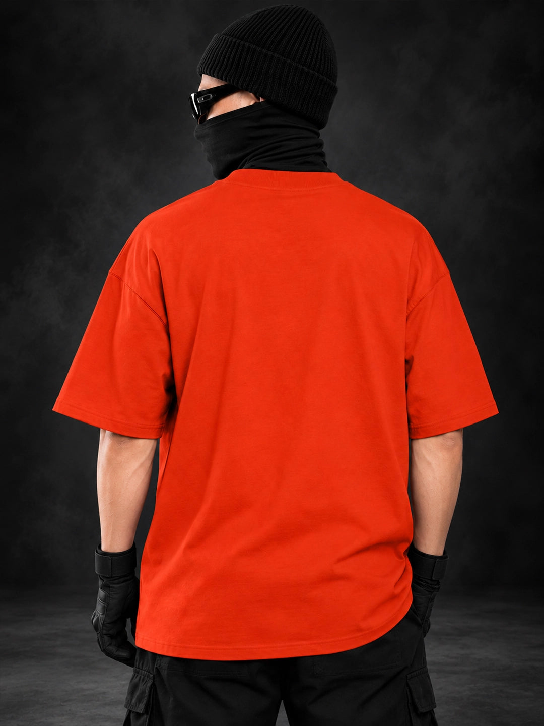 Leotude Men's Orange Signature Logo Elite oversized T-Shirt - styling view