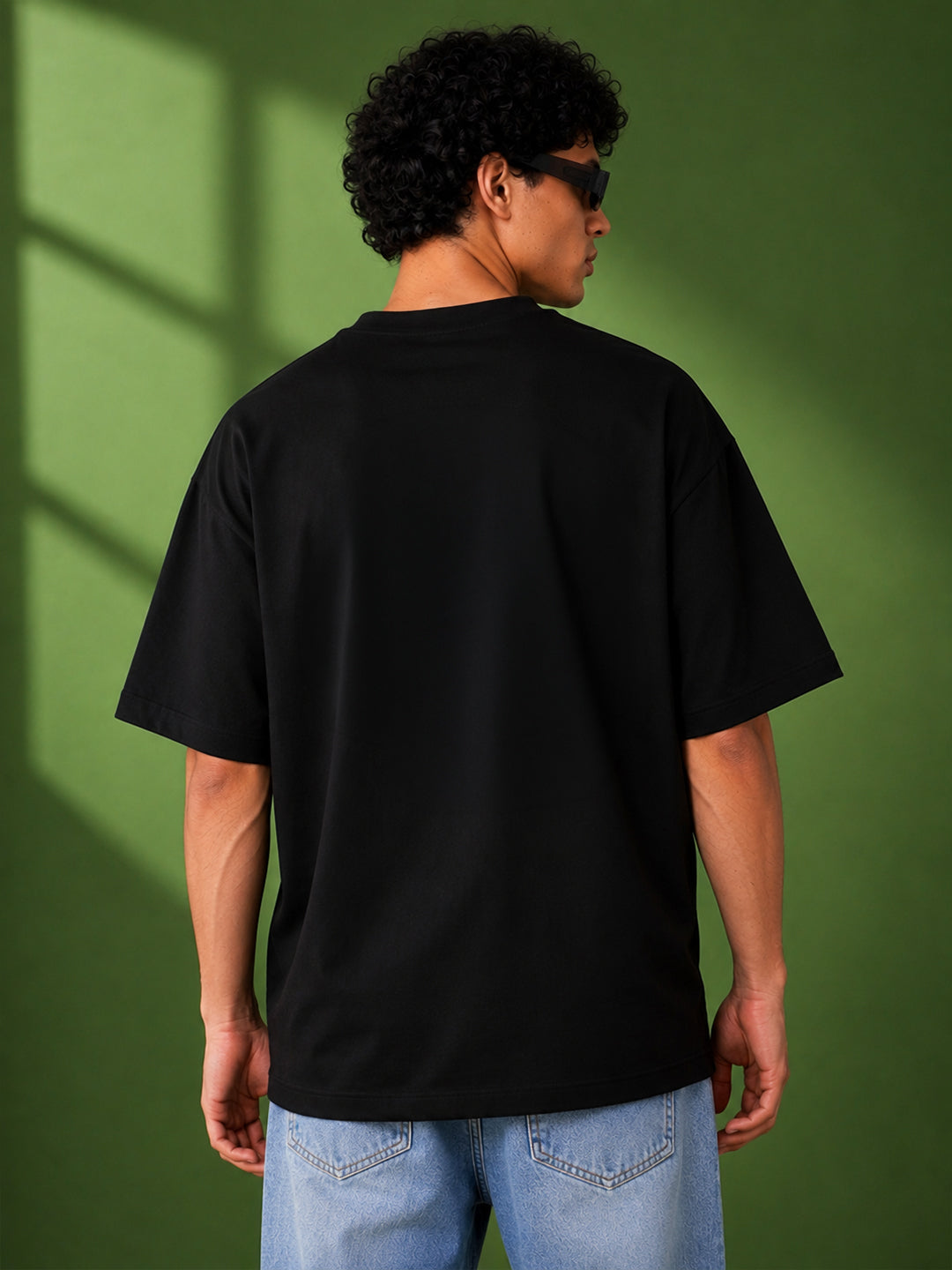 Leotude Black Impossible Printed Oversized Tshirt for Men