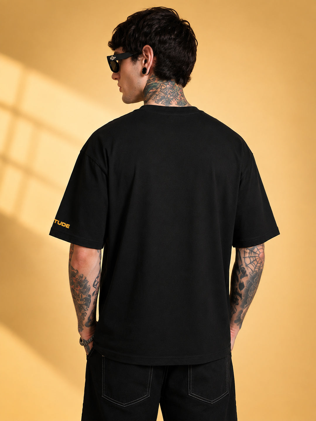Leotude Men's "Lion" Printed Oversized T-Shirt — Black Streetwear Tee