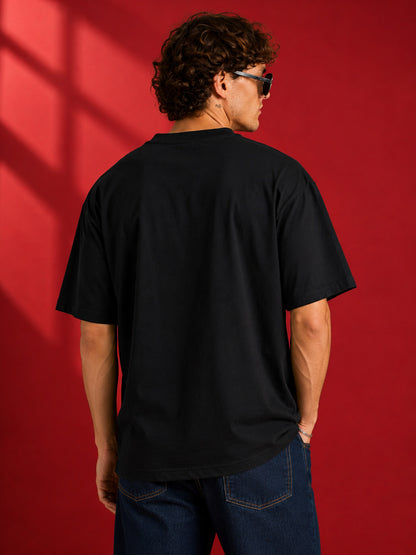 Leotude Men "Be Your Own Sun" Printed Oversized T-Shirt — Black Streetwear Tee