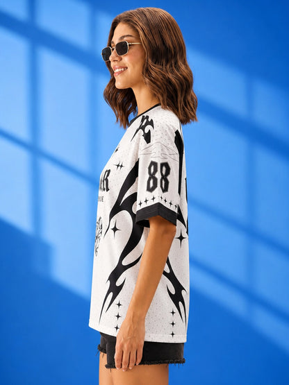 Leotude Women's White Roar Printed T-Shirt