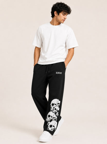 Leotude Men's Black Skull Premium Trackpants