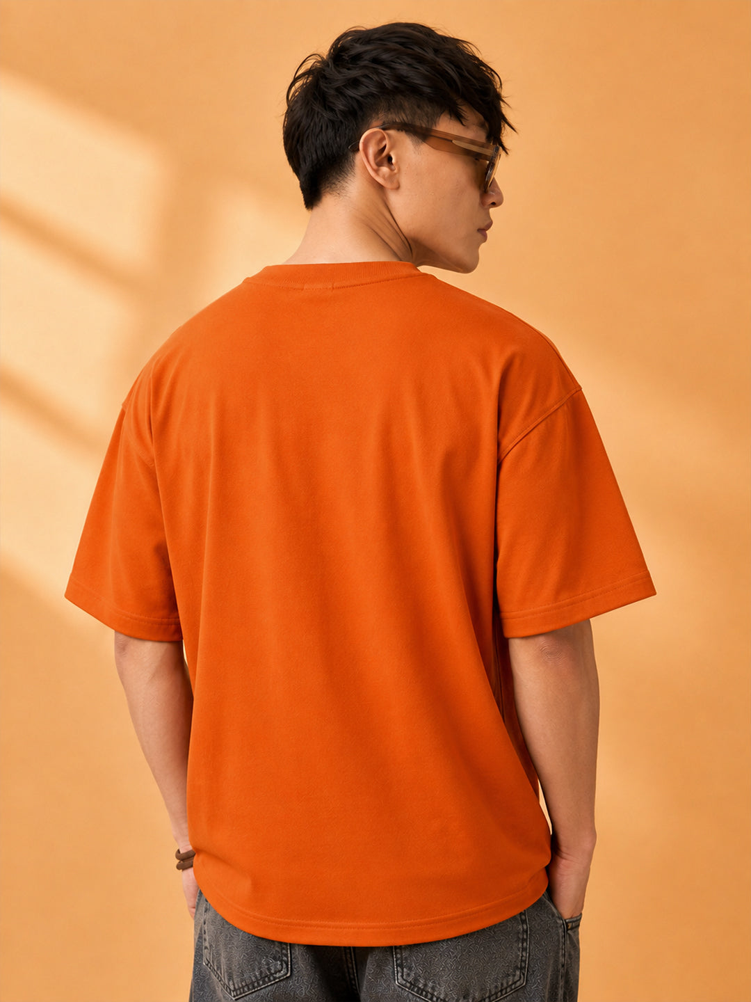 Leotude Men "Raw Energy 80" Orange Oversized T-Shirt