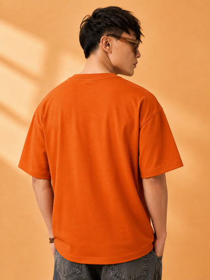 Leotude Men "Raw Energy 80" Orange Oversized T-Shirt