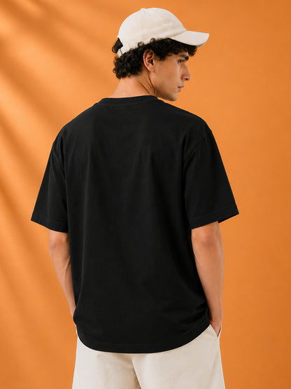 Leotude Black 08 Printed Oversized Tshirt for Men