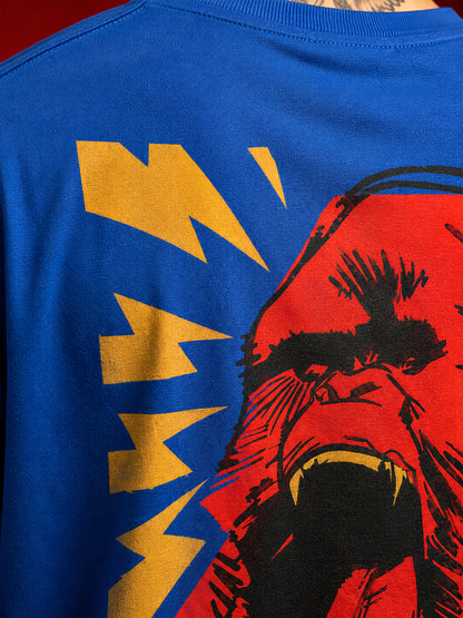 Leotude Men "Wild Roar" Printed Oversized T-Shirt — Royal Blue Streetwear Tee