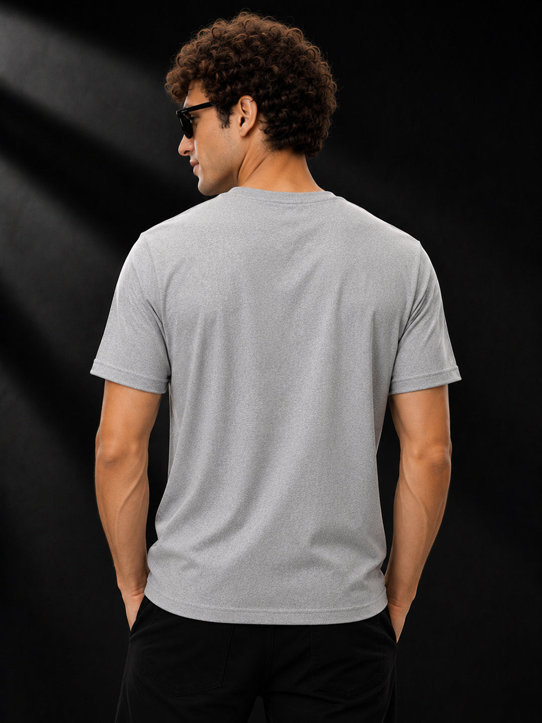 Leotude Men's Grey Melange One Printed T-Shirt