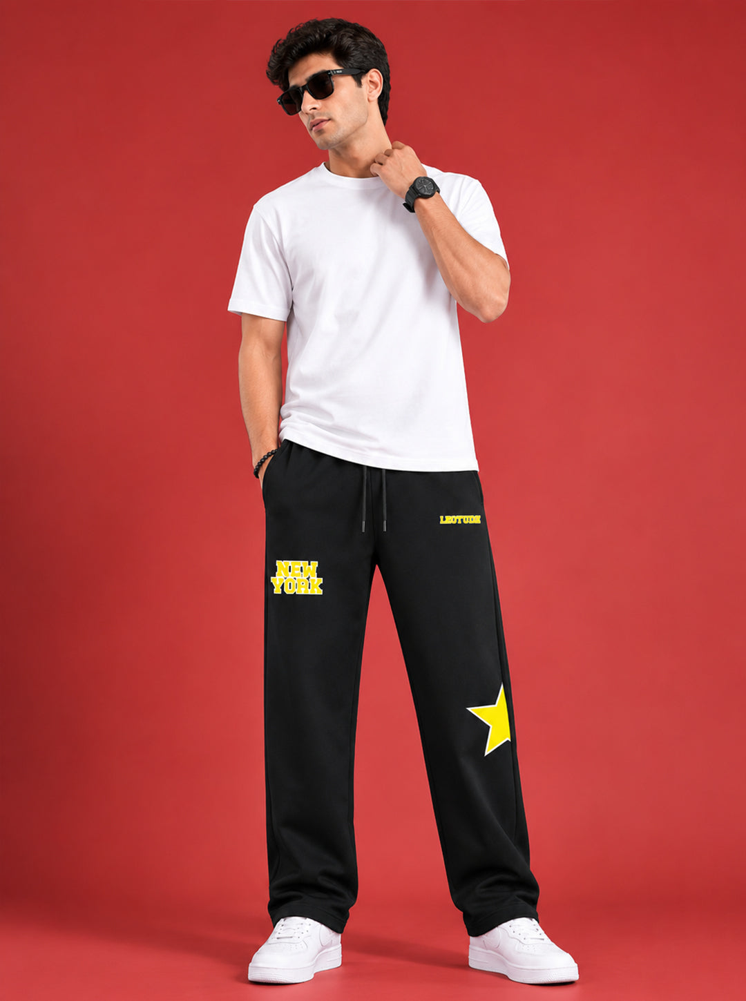 Leotude Men's Black Midtown Premium Trackpants