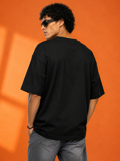 Leotude Men "I Need My Space" Printed Oversized T-Shirt — Black Streetwear Tee