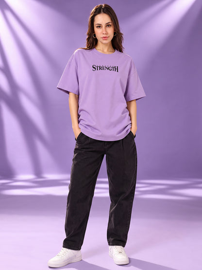 Leotude Women "Limitless Strength" Purple Oversized T-Shirt